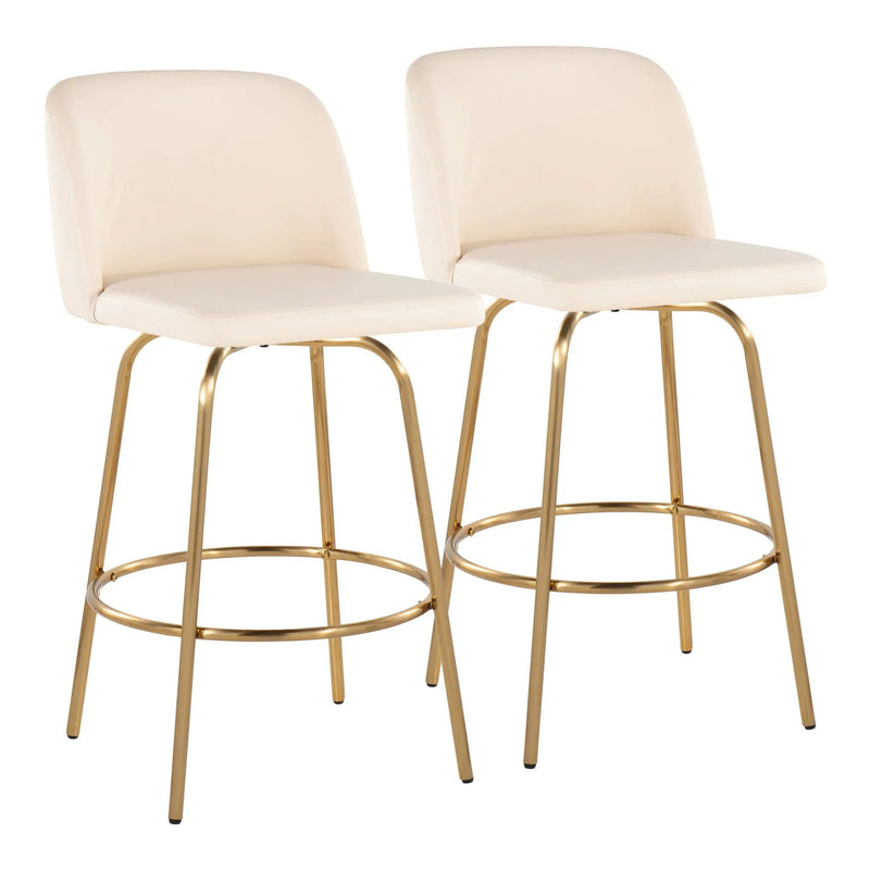 Toriano - Contemporary, Fixed Height Counter Stool With Swivel With Round Footrest (Set of 2) by HouseOfZazla