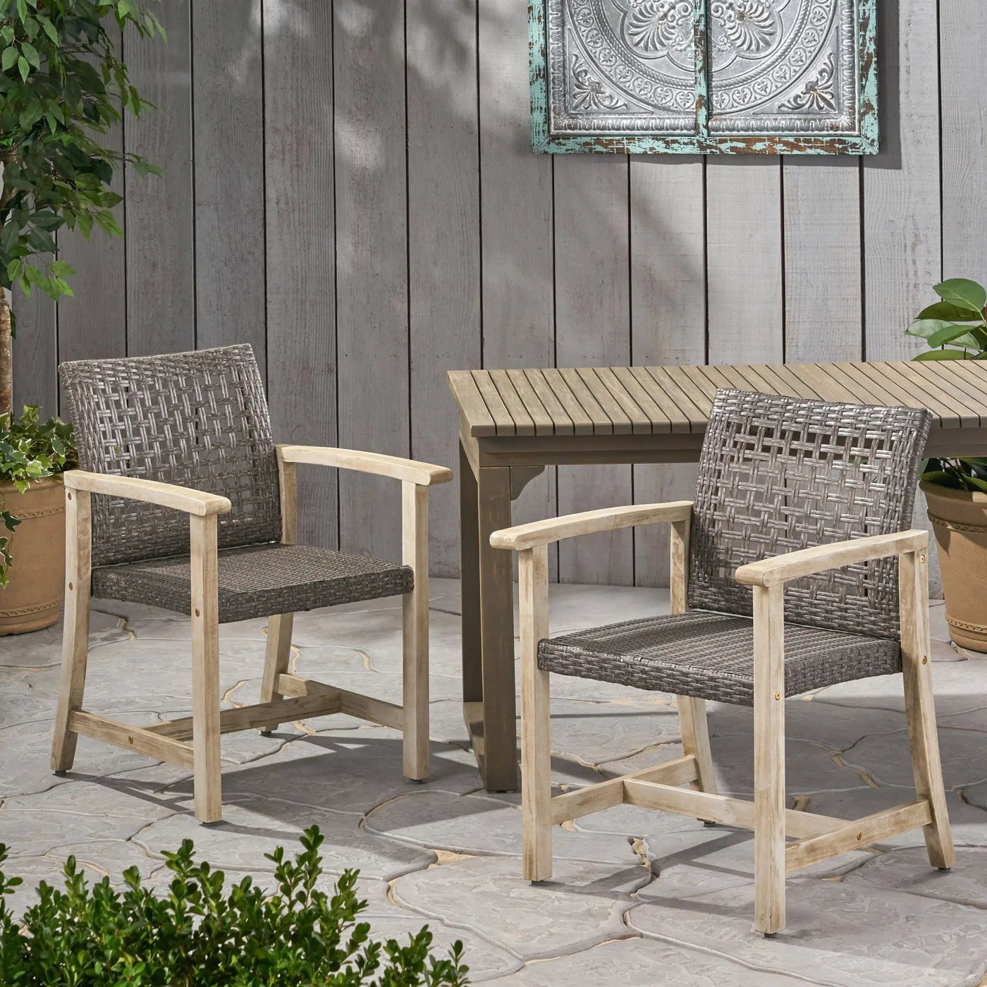 Outdoor Dining Chair Acacia Wood Frame (Set of 2) by HouseOfZazla
