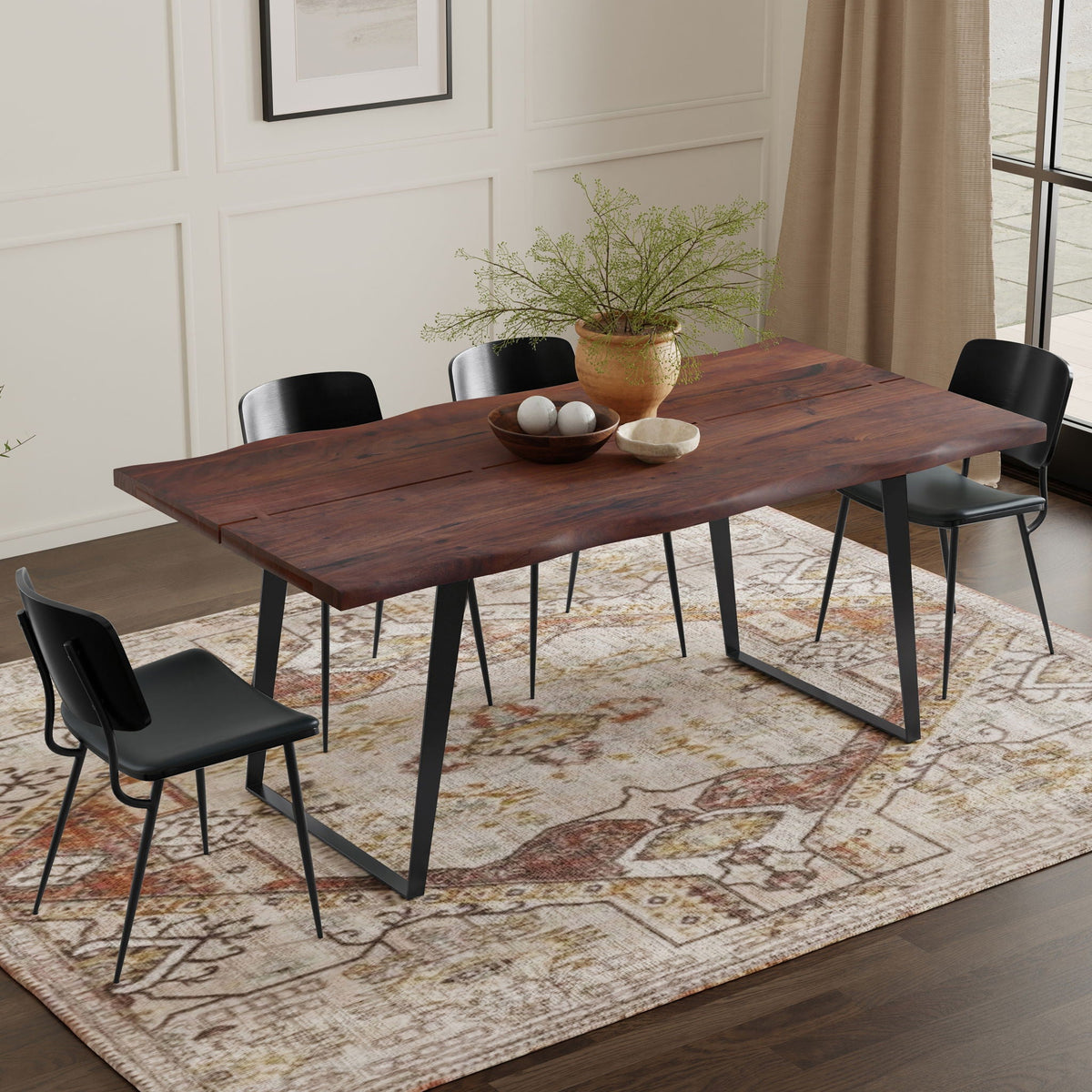 Handcrafted Dining Table with Live Edge Solid Acacia Wood - Dark Brown or Light Brown, photo 10 of 12