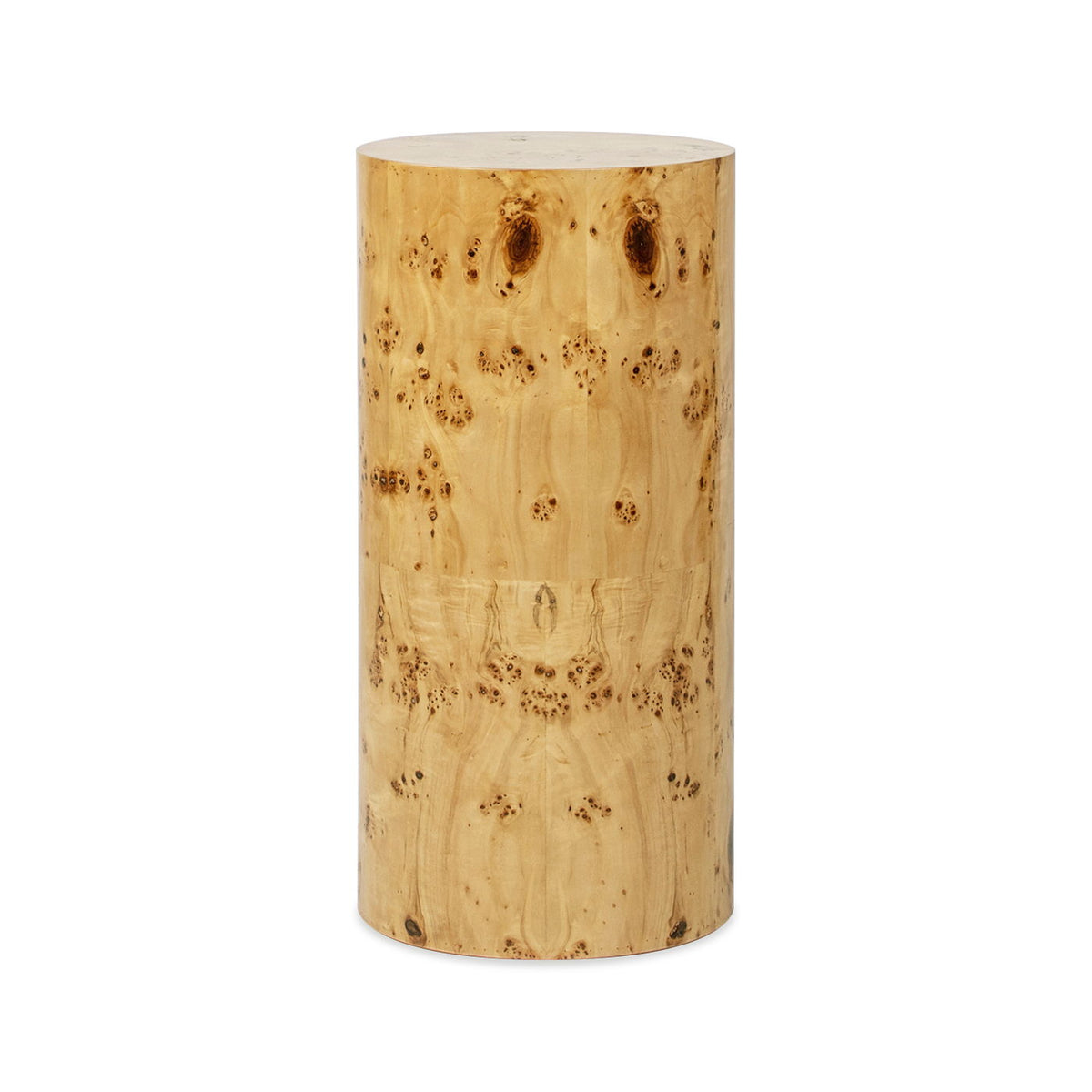 Nebula Accent Pillar Side Table with Burl Wood Veneer - Light or Dark Brown, photo 21 of 28