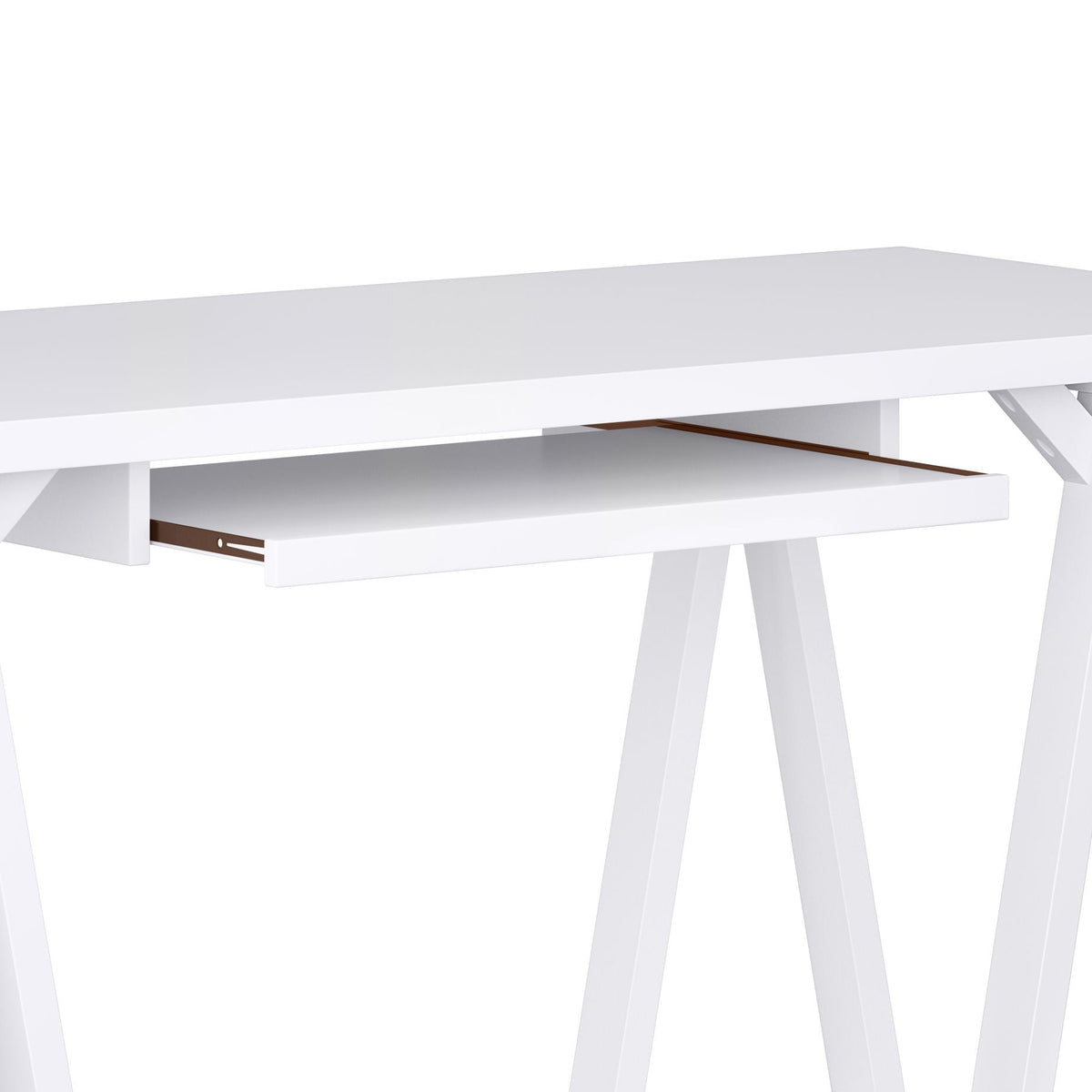 Handcrafted Sawhorse Writing Desk with Solid Wood Construction - Dark Brown or White, photo 12 of 15