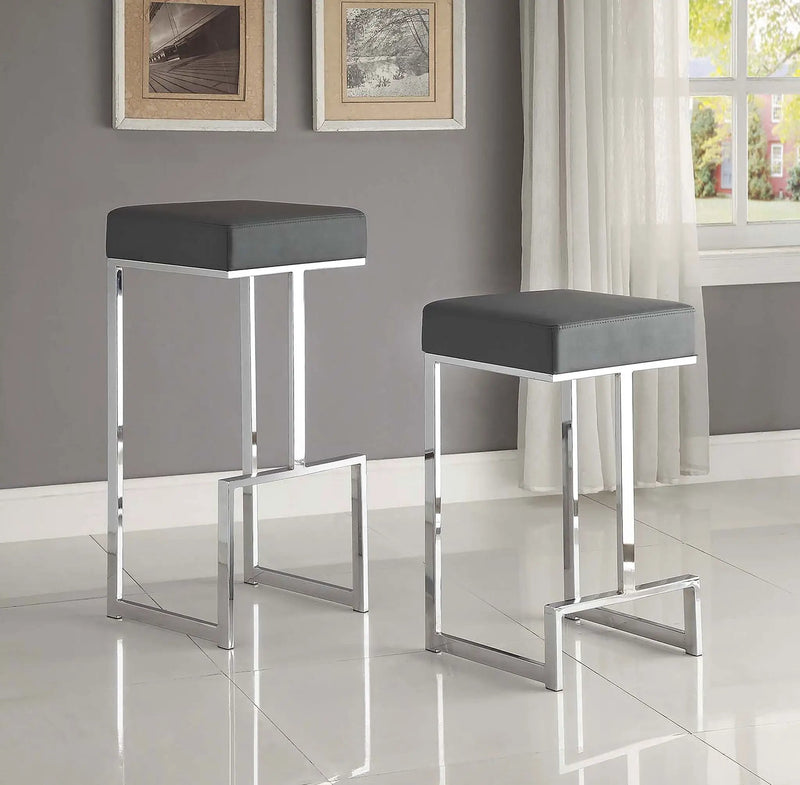 Gervase Square Counter Height Stool Grey and Chrome by Unique Piece Furniture