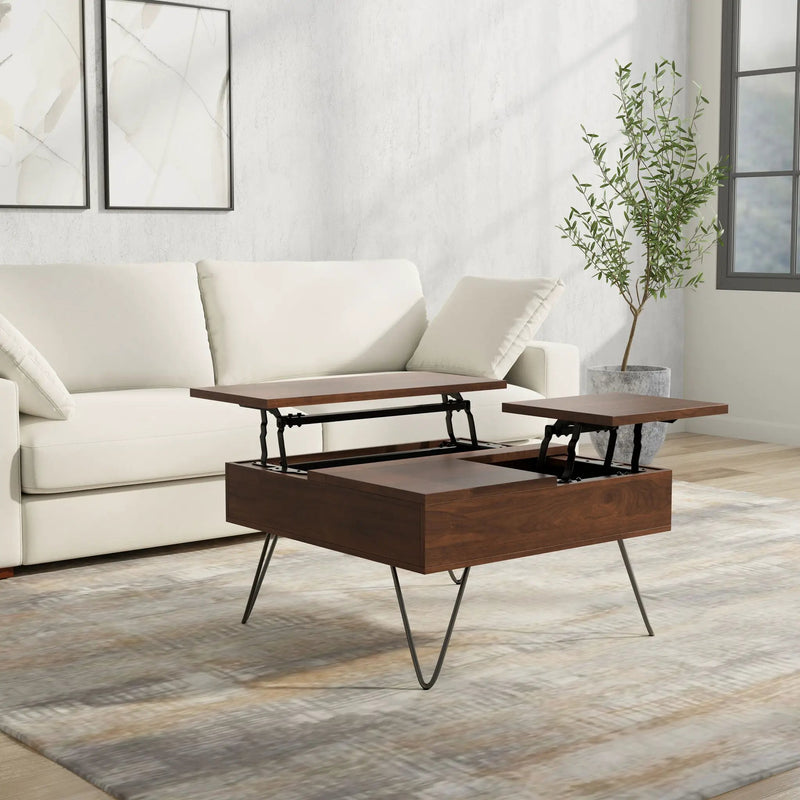 Hunter - Square Lift Top Coffee Table - Walnut by HouseOfZazla