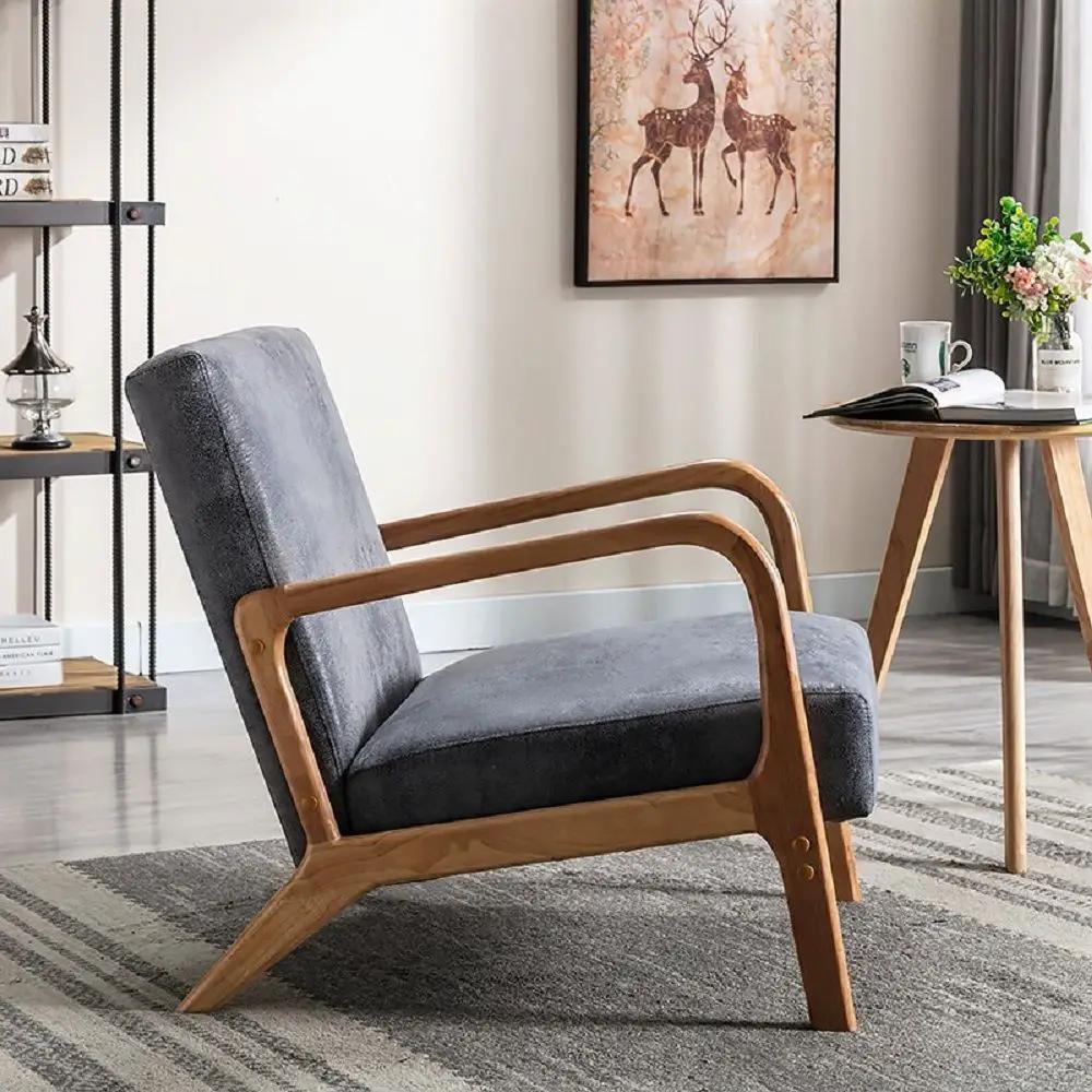 Classic Mid-Century Modern Accent Chairs, Open Framed Armchair With Cushioning by HouseOfZazla