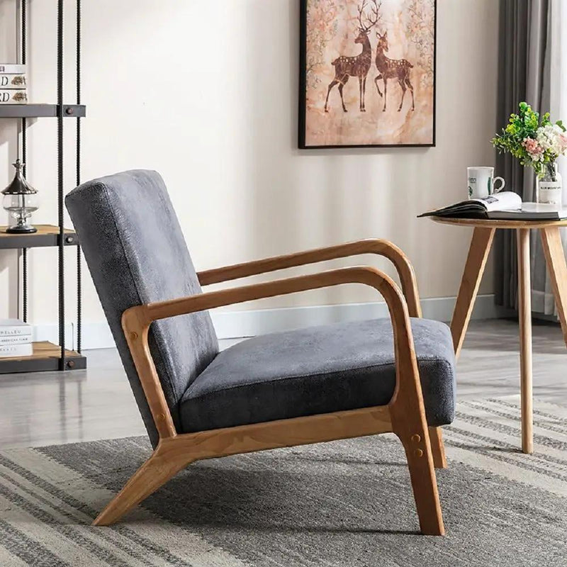 Classic Mid-Century Modern Accent Chairs, Open Framed Armchair With Cushioning by HouseOfZazla