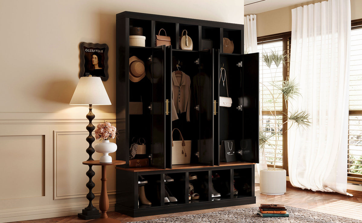 Farmhouse Entryway Storage Cabinet with Coat Closet - Black, photo 3 of 10