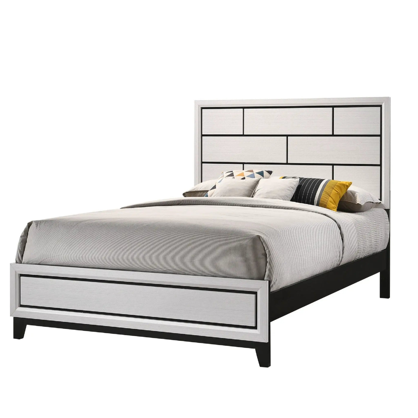 Contemporary Low Profile Bed With Geometric Headboard by Unique Piece Furniture