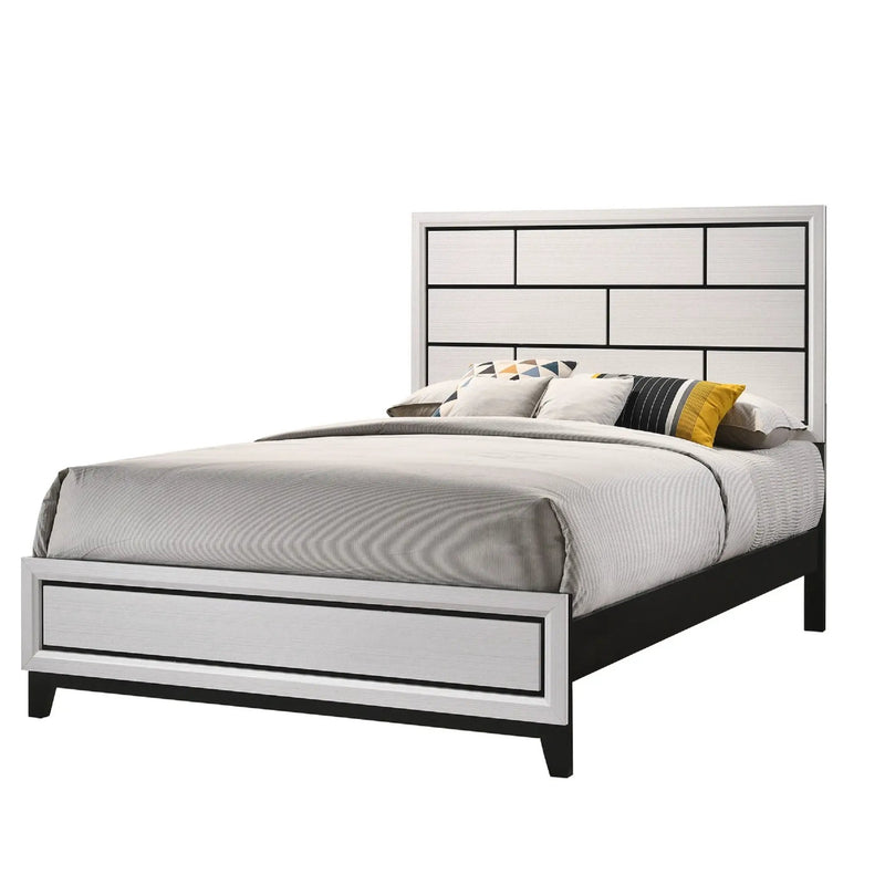 Contemporary Low Profile Bed With Geometric Headboard by HouseOfZazla