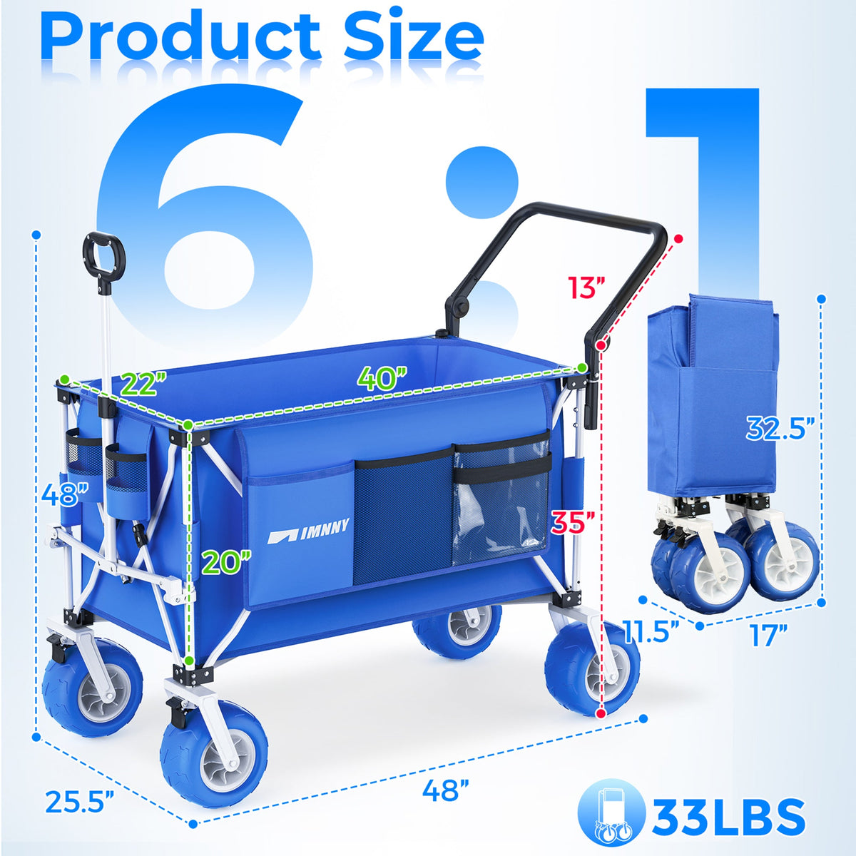 Multi-Functional Folding Wagon Cart with Rotating Handle - Steel, photo 2 of 8
