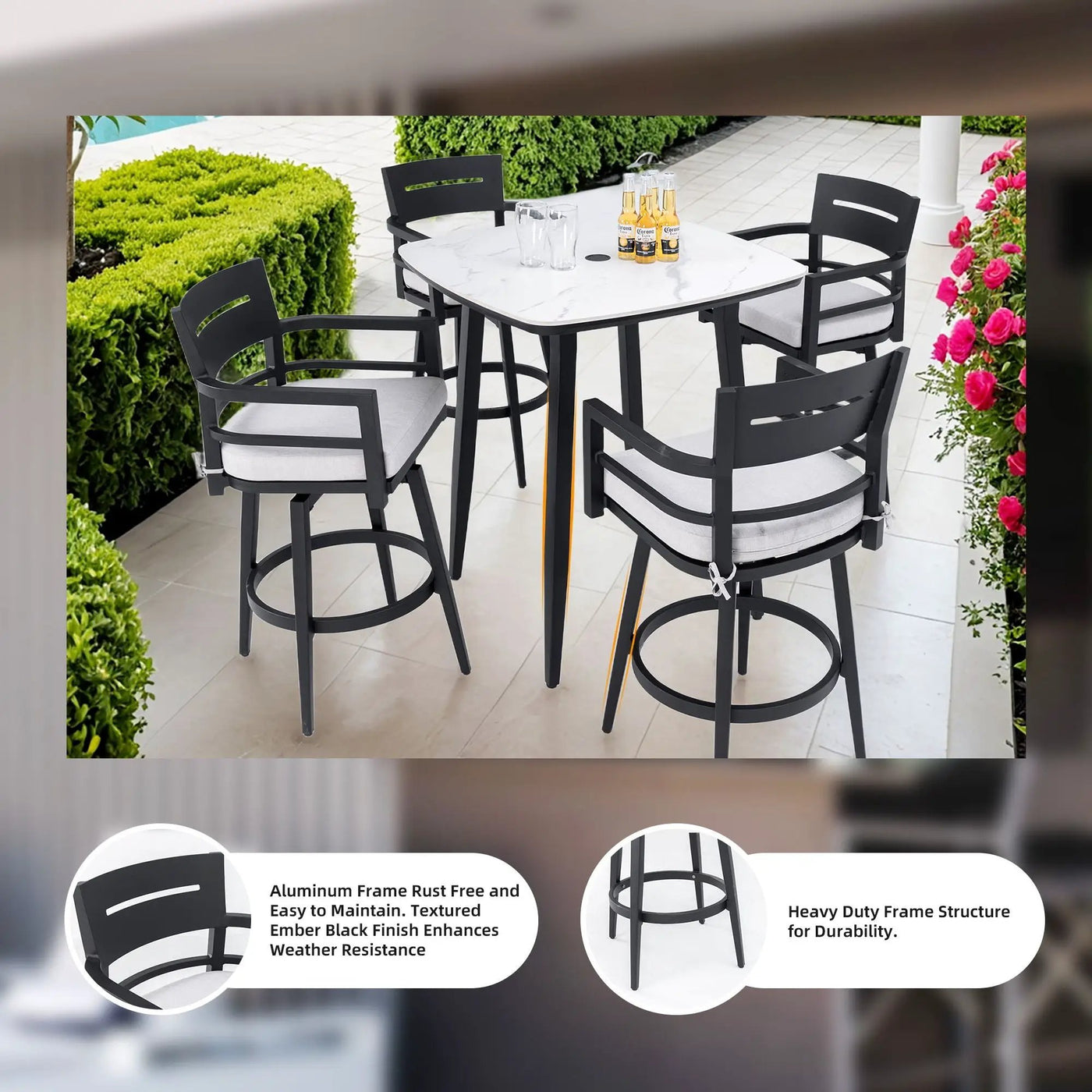Outdoor Swivel Bar Chairs, 360 Degree Rotation, Ergonomic Backrest (Set of 2) by HouseOfZazla