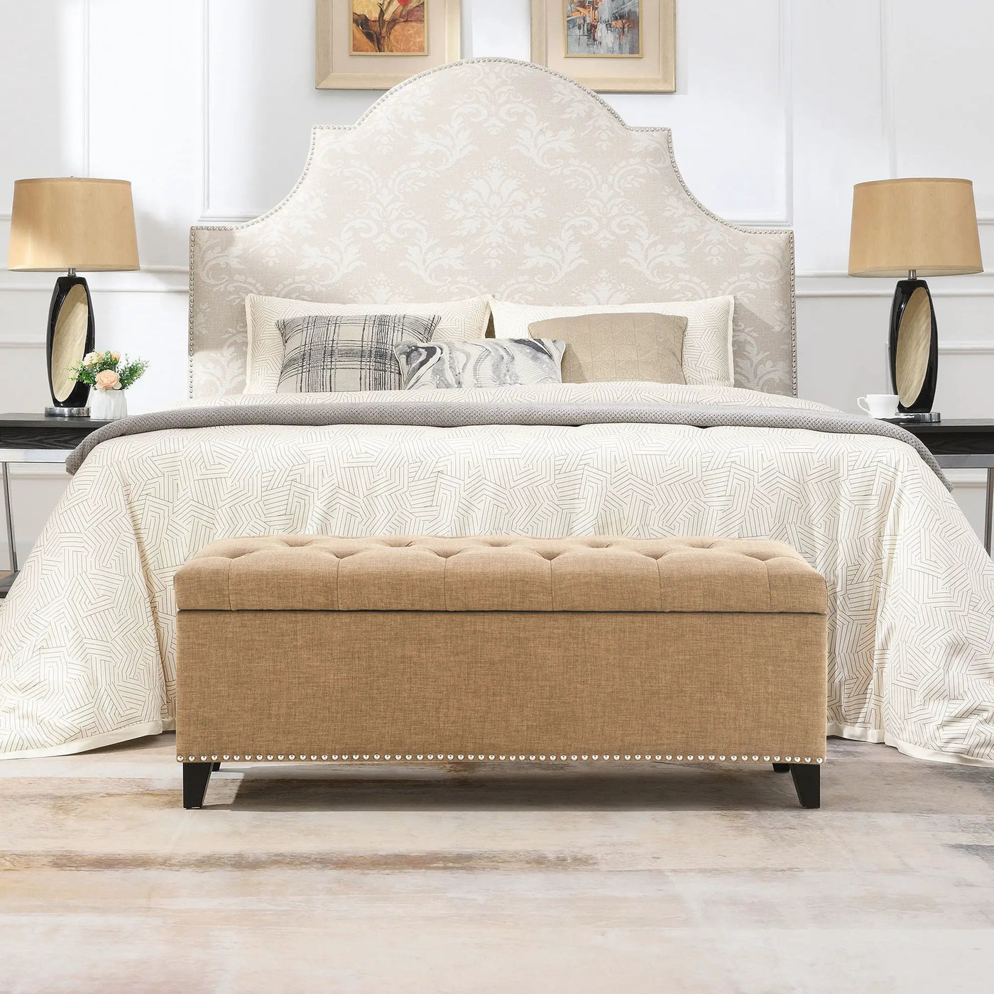 Button-Tufted Storage Ottoman With Safety Close Hinge by HouseOfZazla