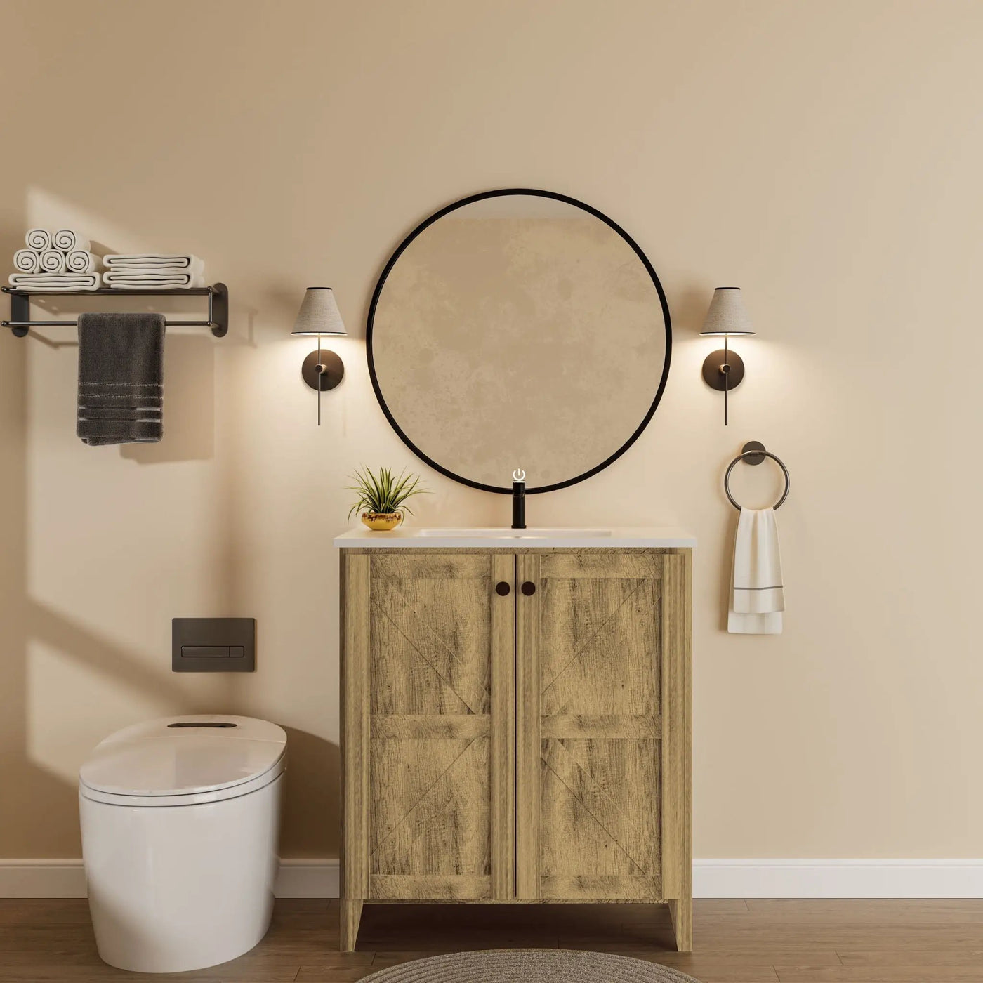 Folding Floor Cabinet With Ceramic Sink, Space Saving by HouseOfZazla