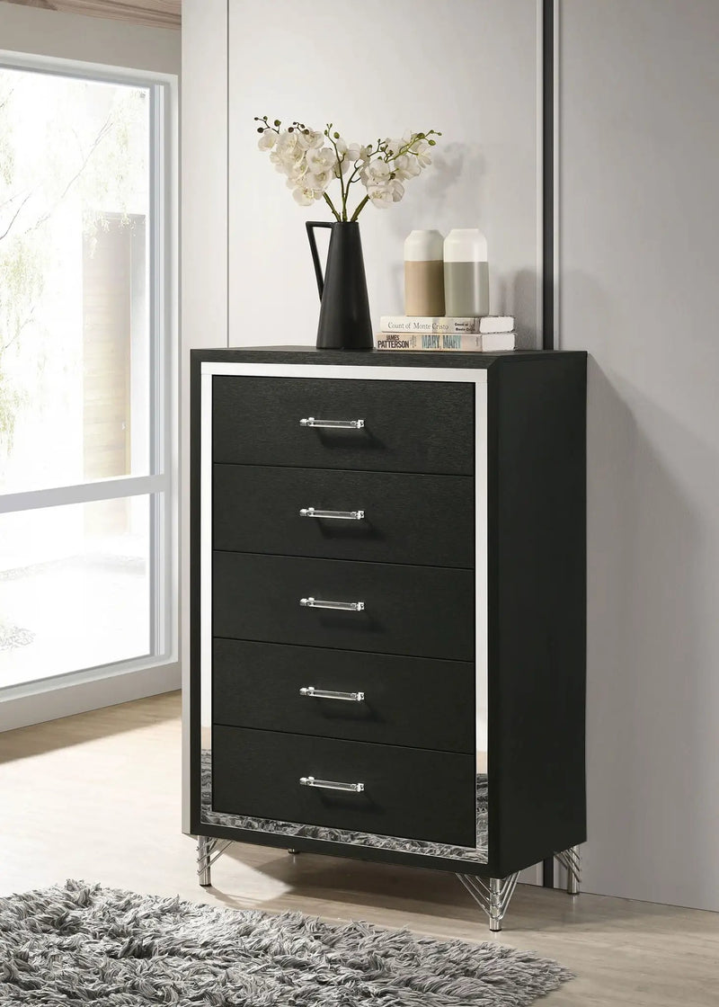 Lucia 5-drawer Bedroom Chest of Drawers Black by Unique Piece Furniture