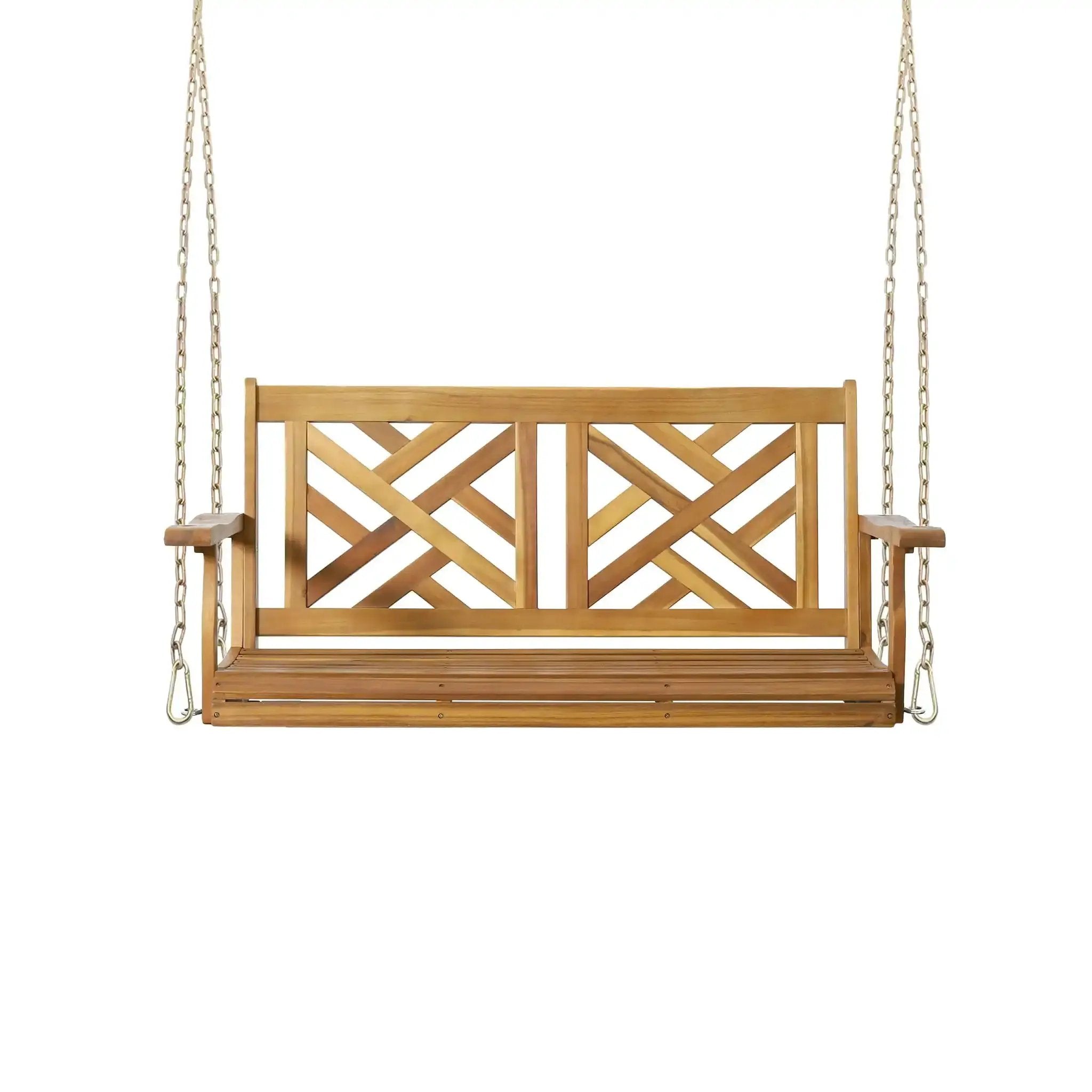 Alejandro Acacia Wood Porch Swing with Slat Panel Seating by HouseOfZazla