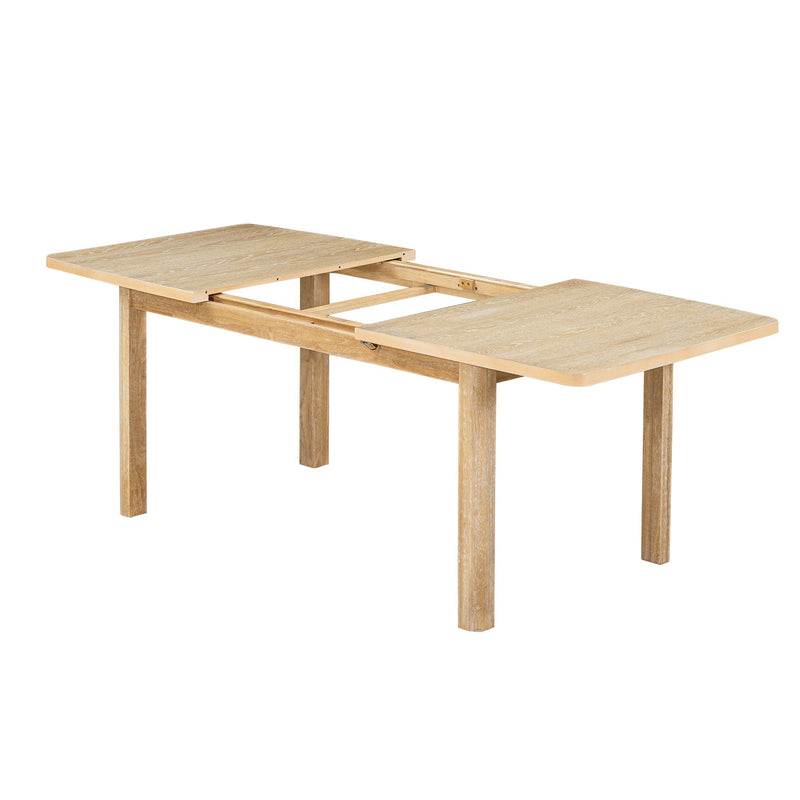 Topmax - Rustic Extendable Dining Table Set With Removable Leaf, 6 Upholstered Armless Dining Chairs And 2 Padded Arm Chairs, 9 Pieces by HouseOfZazla