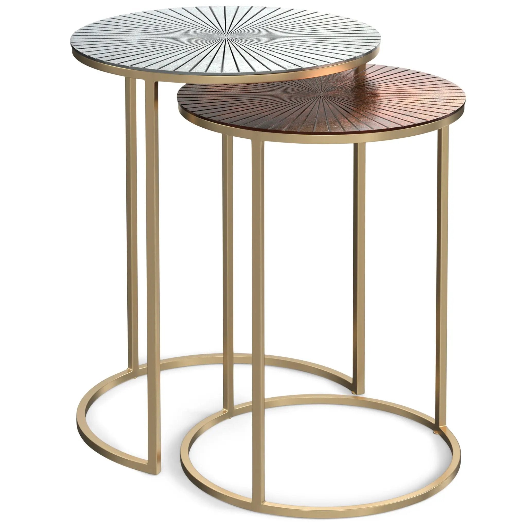 Drake - 2 Piece Nesting Table - Antique Nickel / Antique Copper by HouseOfZazla