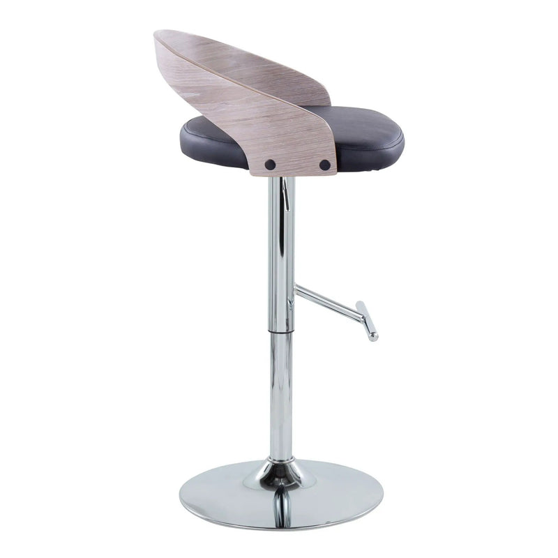 Grotto - Contemporary Adjustable Height Barstool With Swivel With Straight T Footrest (Set of 2) by Unique Piece Furniture