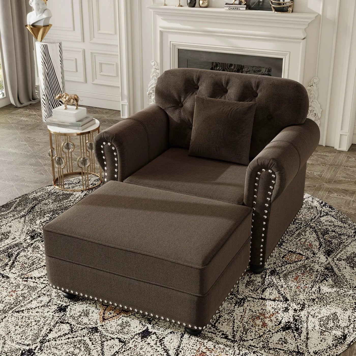 Sofa With Nailhead Trim And Rolled Armrests by HouseOfZazla