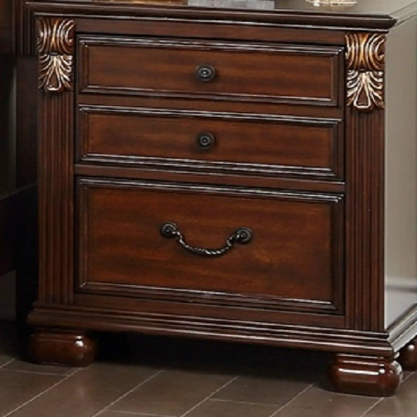 3 Piece Bedroom Set, Traditional Bed With 2 Nightstands by HouseOfZazla