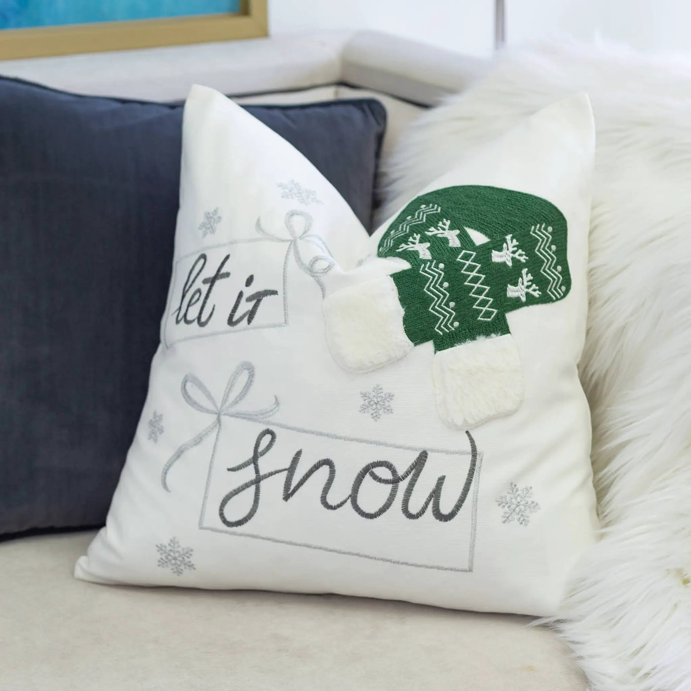 Let It Snow Christmas Throw Pillow by HouseOfZazla
