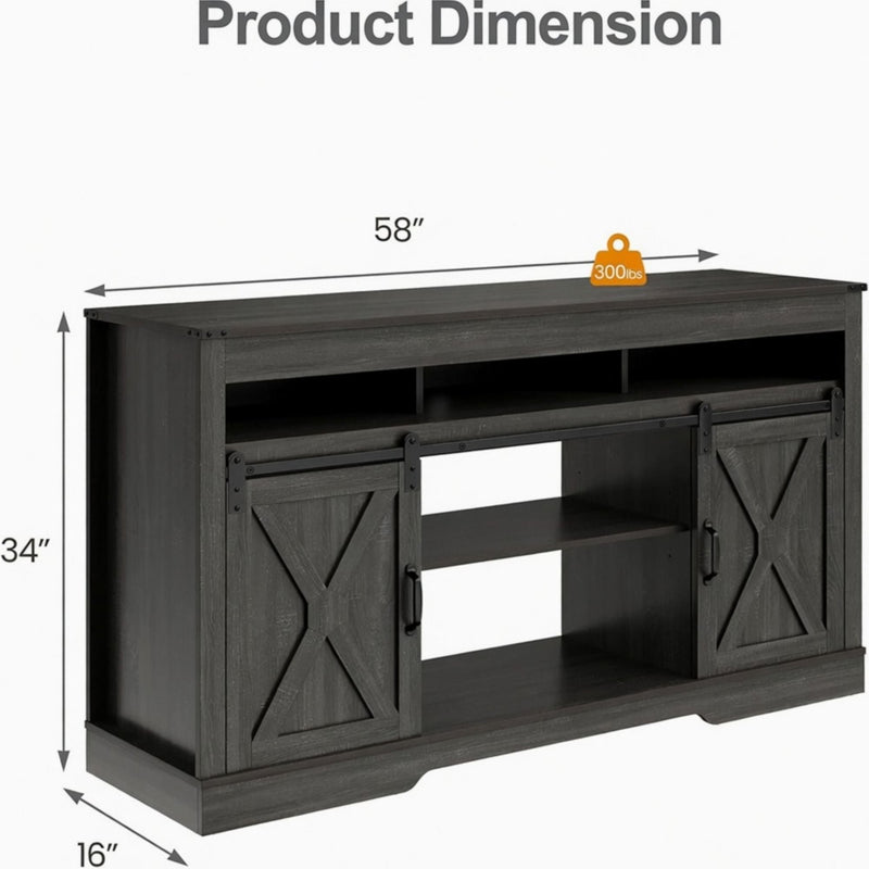 Farmhouse TV Stand With Sliding Barn Doors & Adjustable Storage by HouseOfZazla
