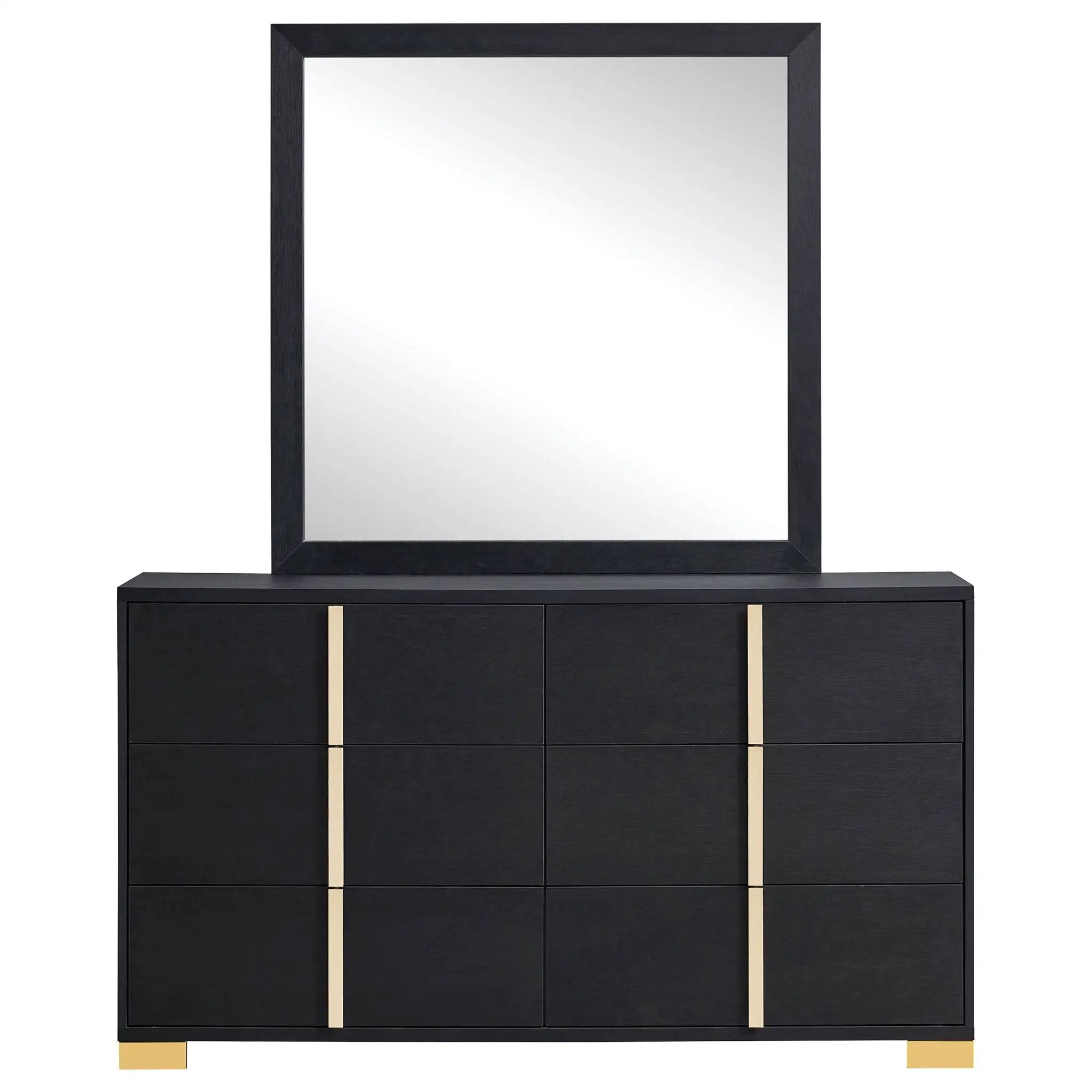 Marceline 6-drawer Dresser with Mirror Black by Unique Piece Furniture