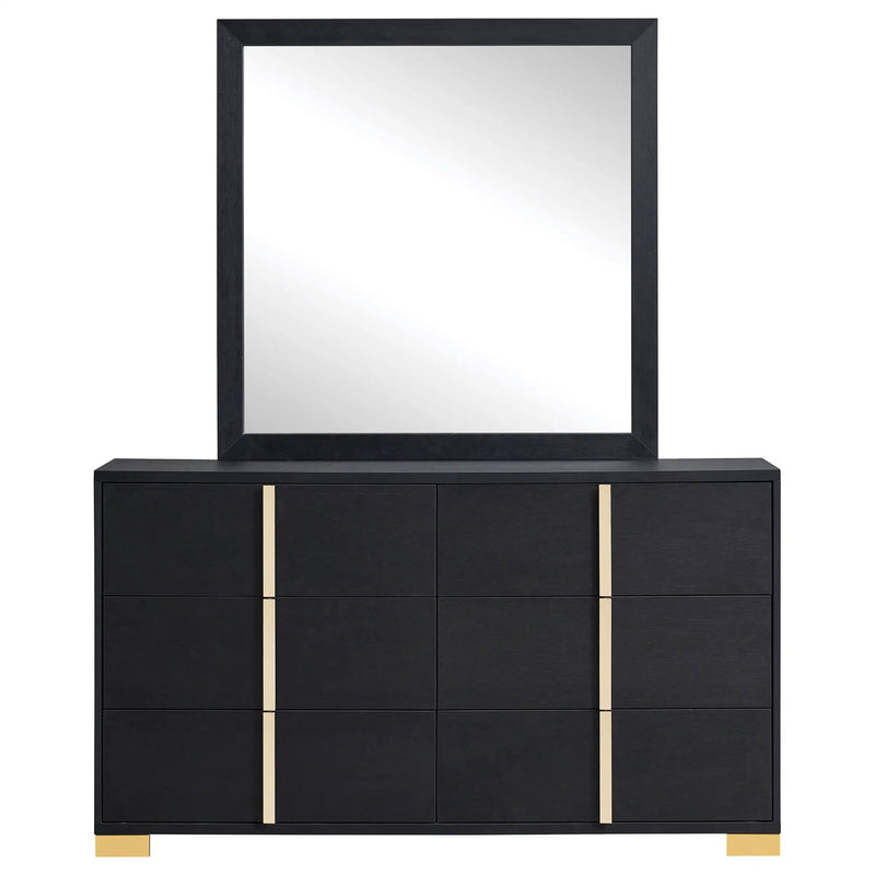 Marceline 6-drawer Dresser with Mirror Black by Unique Piece Furniture