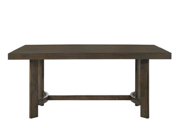 Farren Weathered Oak Dining Table with Durable Wood Construction - Dark Brown