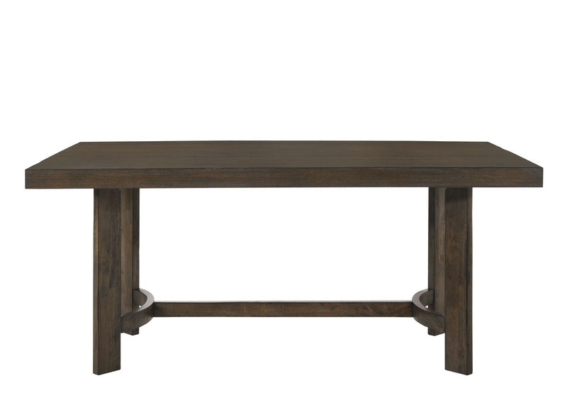 Farren Weathered Oak Dining Table with Durable Wood Construction - Dark Brown