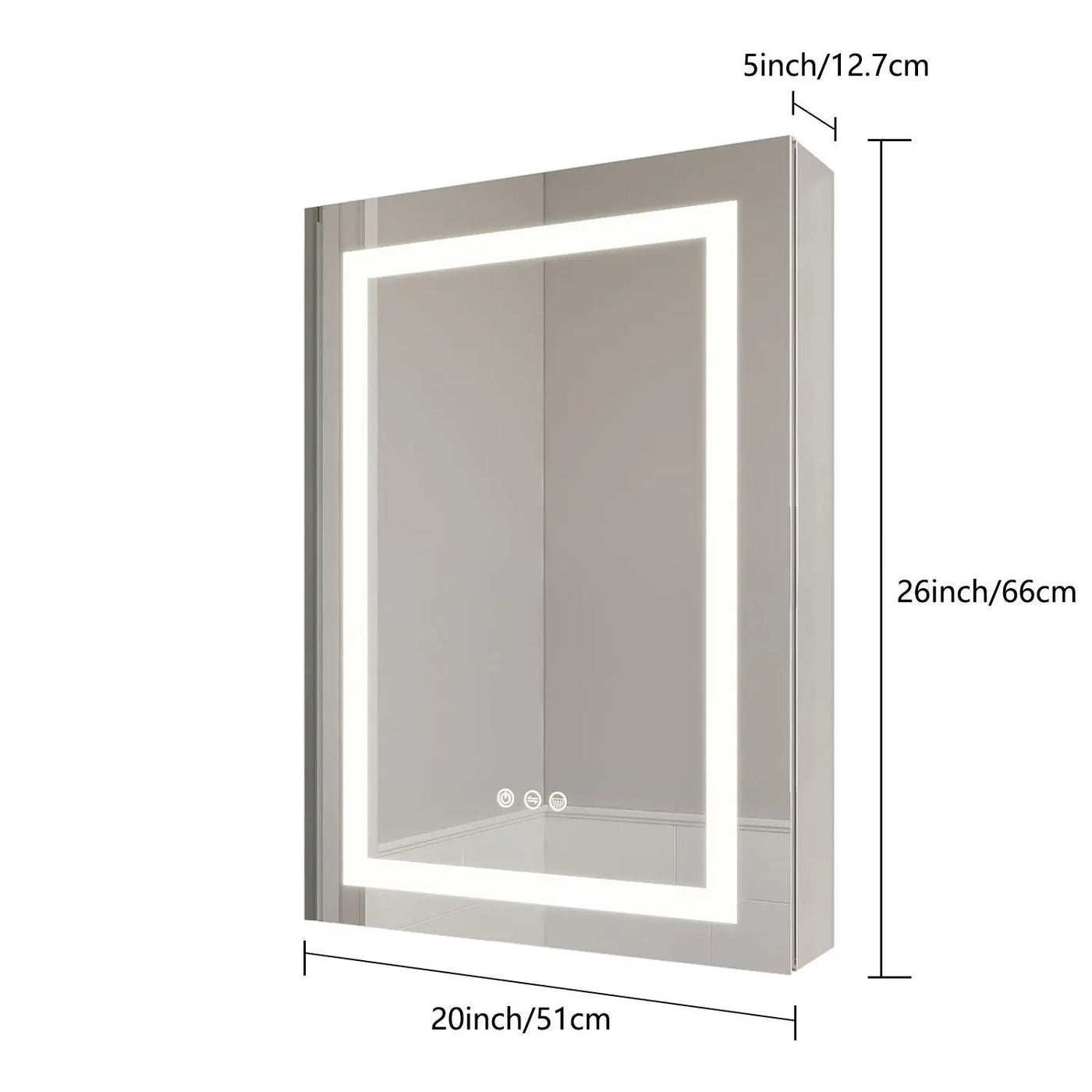 Bathroom Medicine Cabinet With LED Mirror, Anti-Fog, Waterproof, 3000K~6000K Single Door Lighted Bathroom Cabinet With Touch Swich by HouseOfZazla