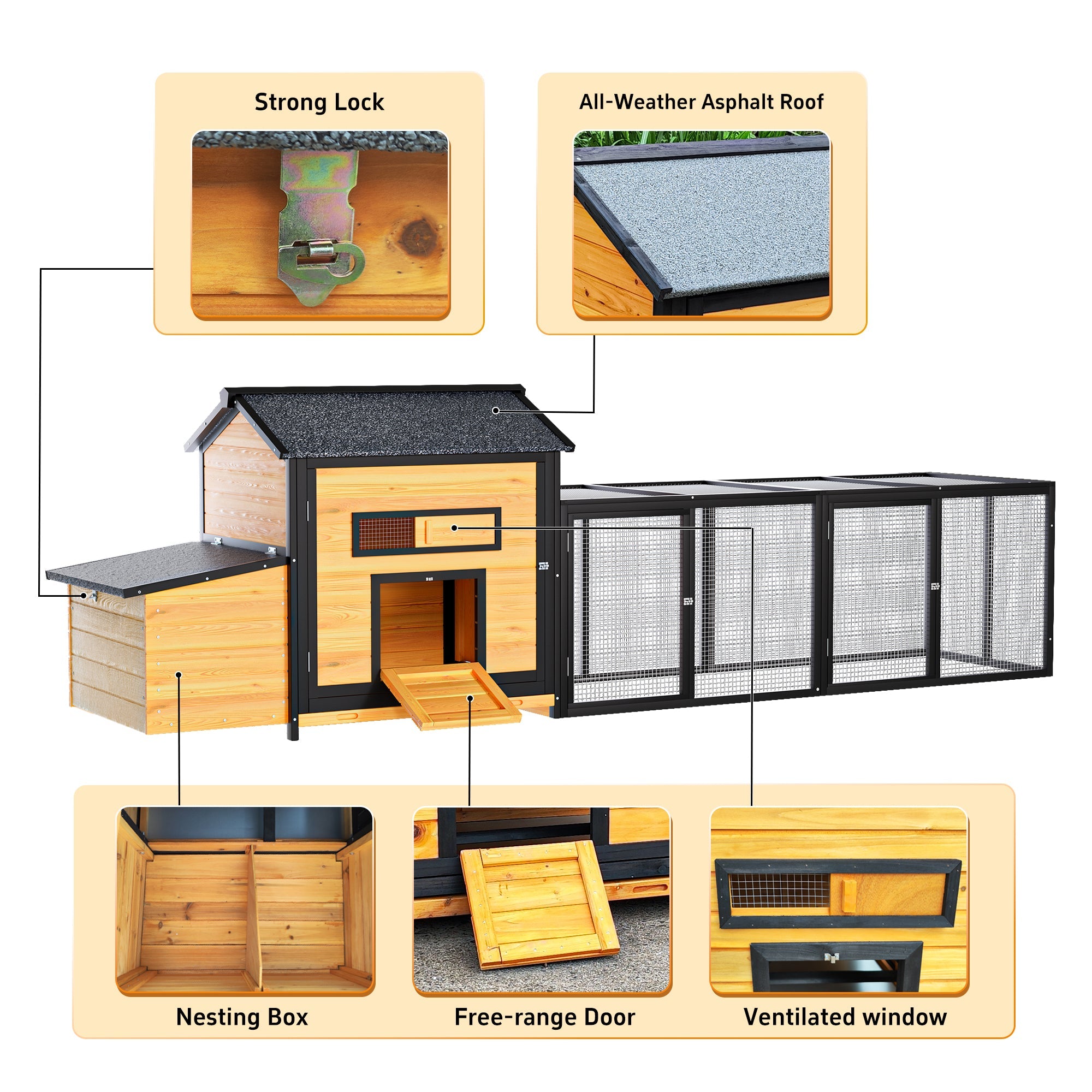 114" Wooden Chicken Coop with Outdoor Run by HouseOfZazla