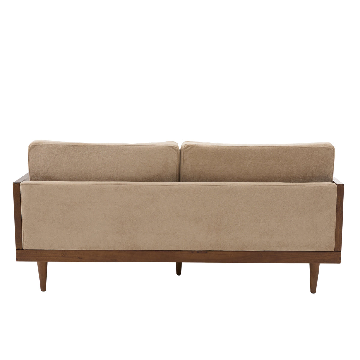 Emir 72" Square Arm 3-Seater Velvet Sofa with Cane Rattan - Camel or Light Green, photo 10 of 10