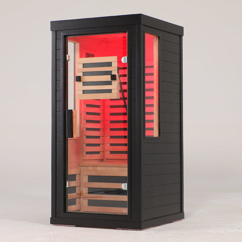One-Two Person Far Infrared Sauna with 7-Color Therapy Lighting - Solid Wood, photo 7 of 9