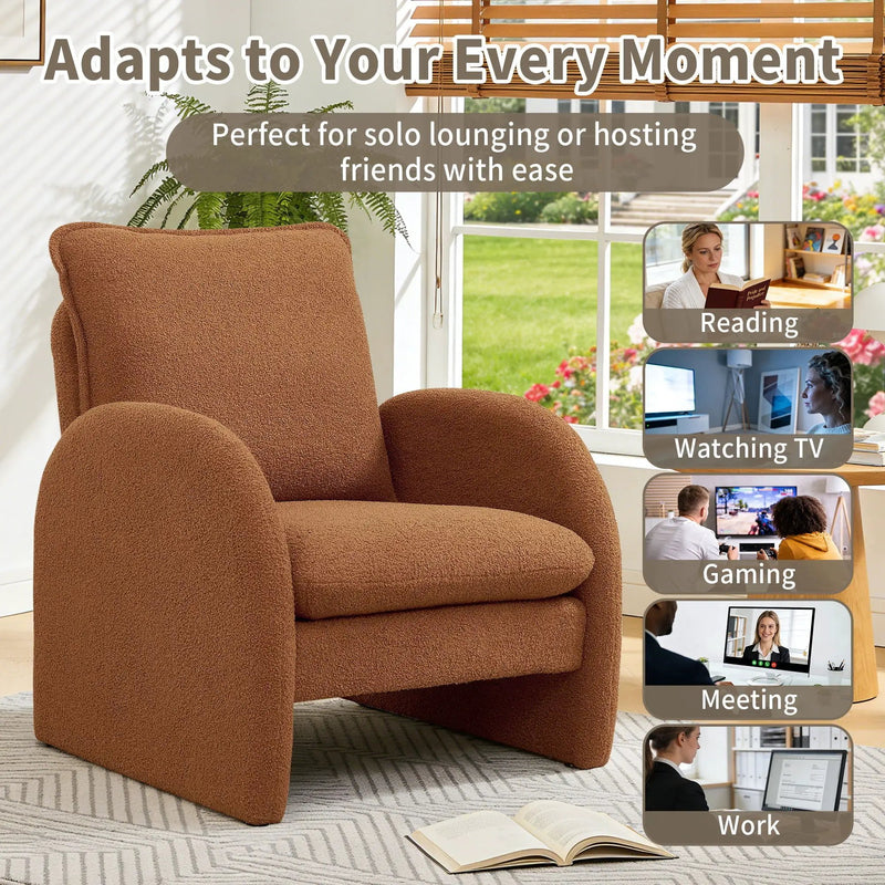 Modern Sherpa Upholstered Accent Chair, Comfortable Living Room Armchair, Lounge Chair For Bedroom, And Office by HouseOfZazla