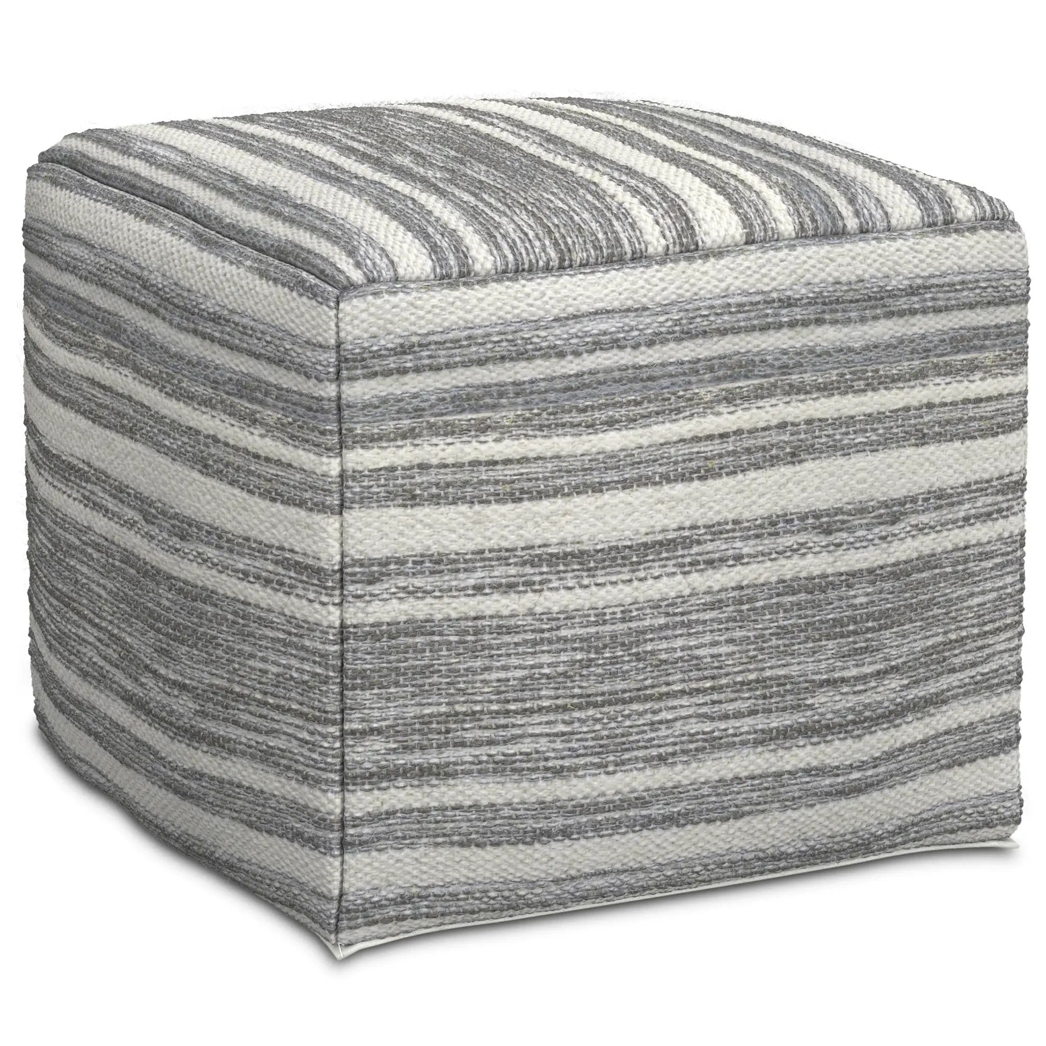 Carina - Square Woven Pouf - Black White by Unique Piece Furniture