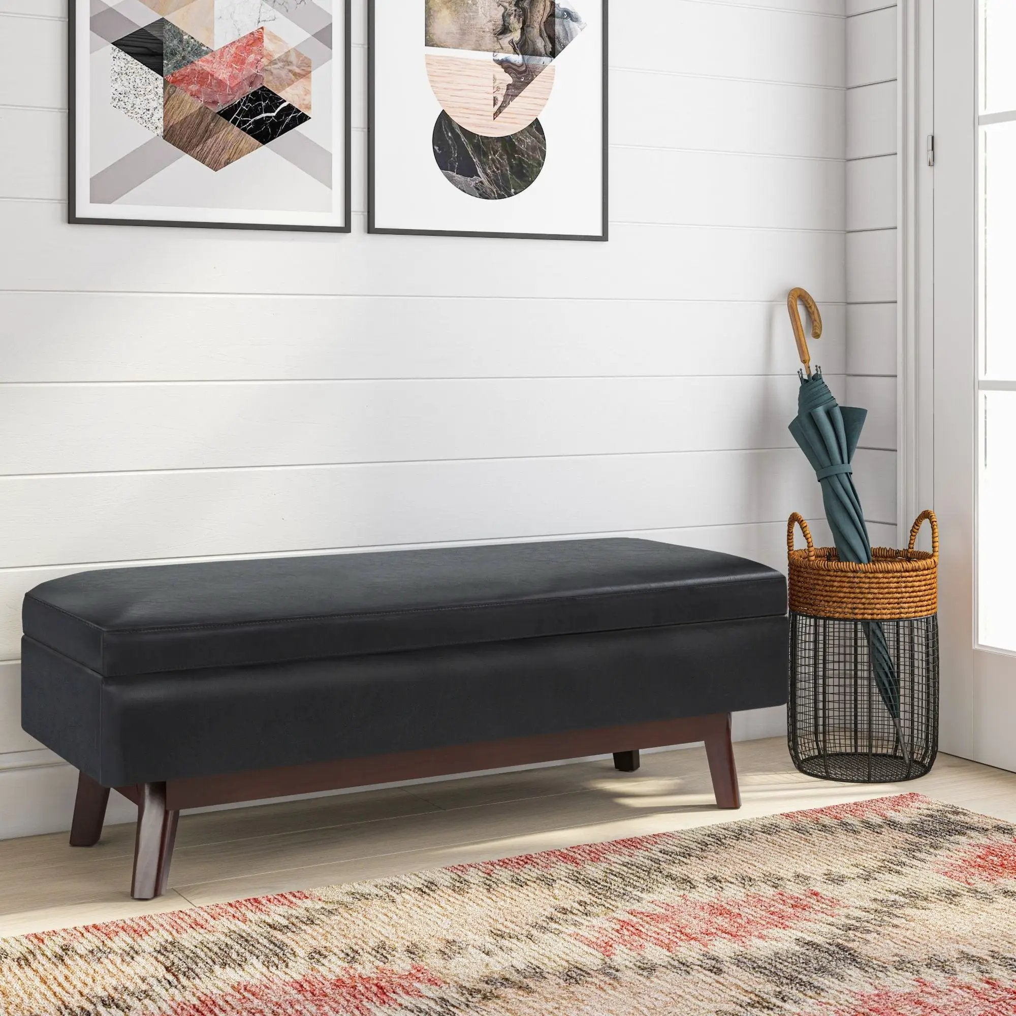 Owen - Rectangular Storage Ottoman - Midnight Black by HouseOfZazla
