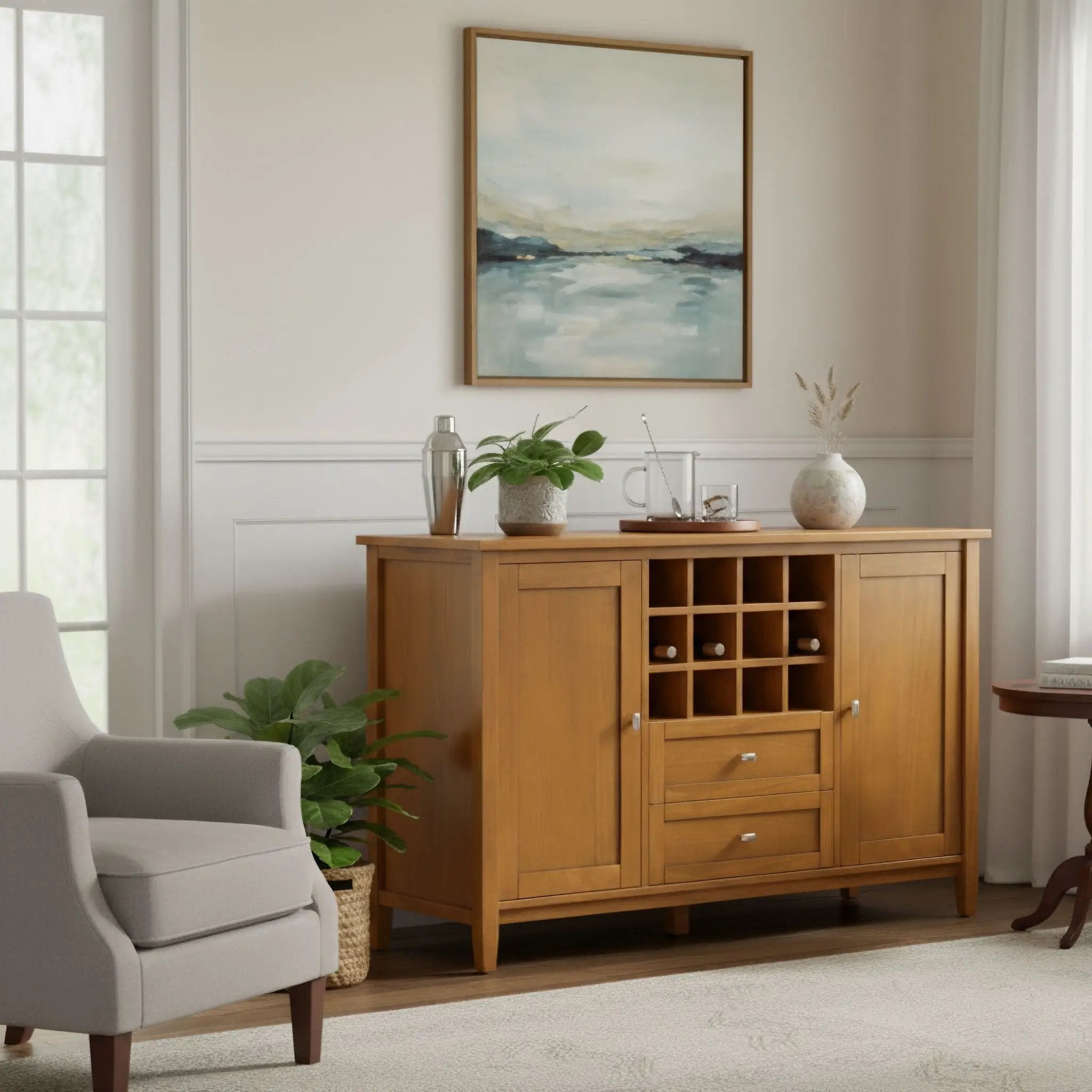 Warm Shaker - Storage Cabinet With Wine Rack - Brown by HouseOfZazla