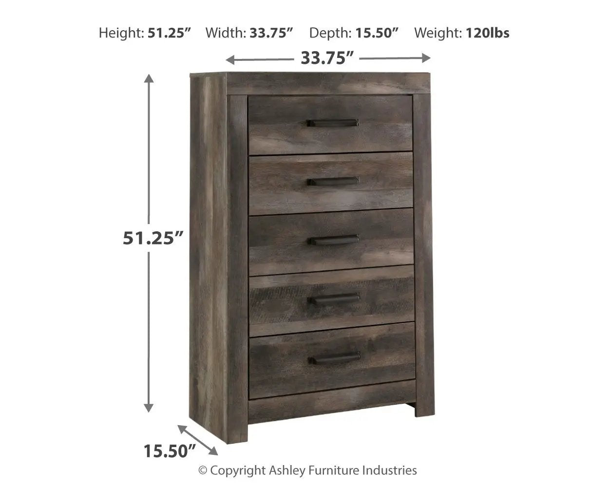 Wynnlow - Five Drawer Chest - Gray by Unique Piece Furniture