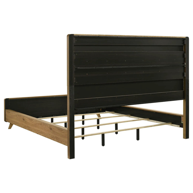 Bennett 62-inch California King Upholstered Panel Bed Cream and Light Oak by Unique Piece Furniture