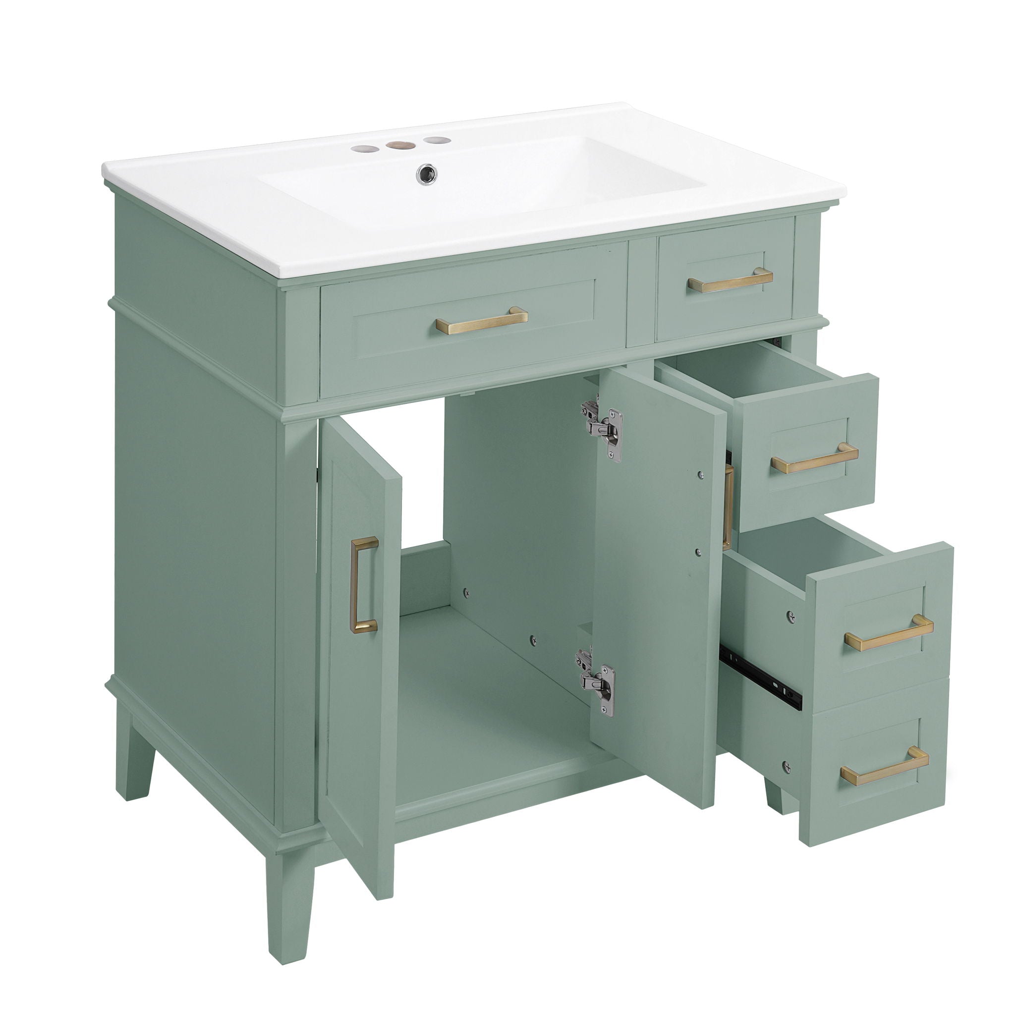 Modern Bathroom Vanity With Sink, Storage Cabinet, Soft Close Doors, Deep & Standard Drawers by HouseOfZazla