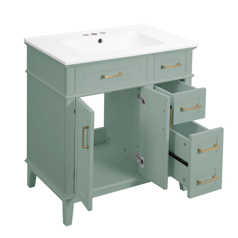 Modern Bathroom Vanity With Sink, Storage Cabinet, Soft Close Doors, Deep & Standard Drawers by HouseOfZazla