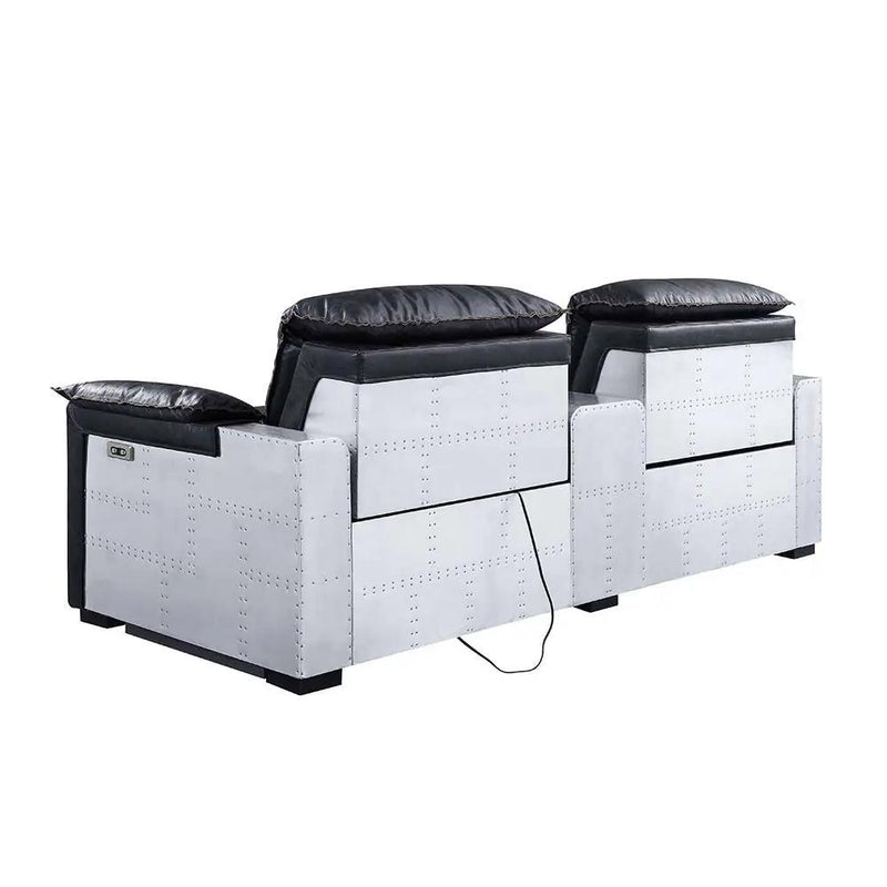 Misezon - Power Motion Recliner - Black Top Grain Leather & Aluminum by Unique Piece Furniture