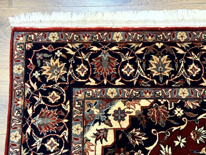 Sino Persian Rug 4x6, Traditional Wool Hand Knotted Carpet, Red Navy Blue, 225 KPSI by Jewel Rugs