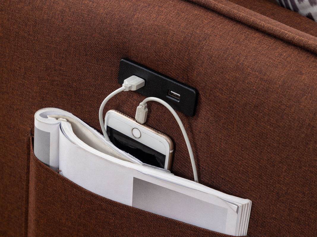Mia - Sectional Sofa Chaise With USB Charger And Pillows, photo 9 of 10