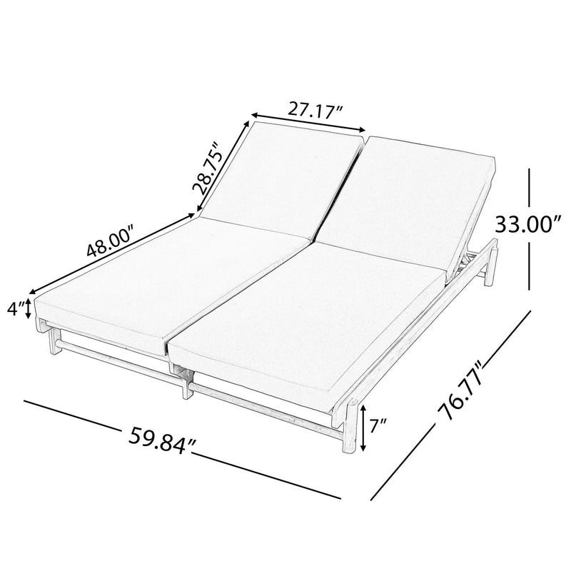 Light Teak Acacia Wood Double Chaise Lounger Set by HouseOfZazla