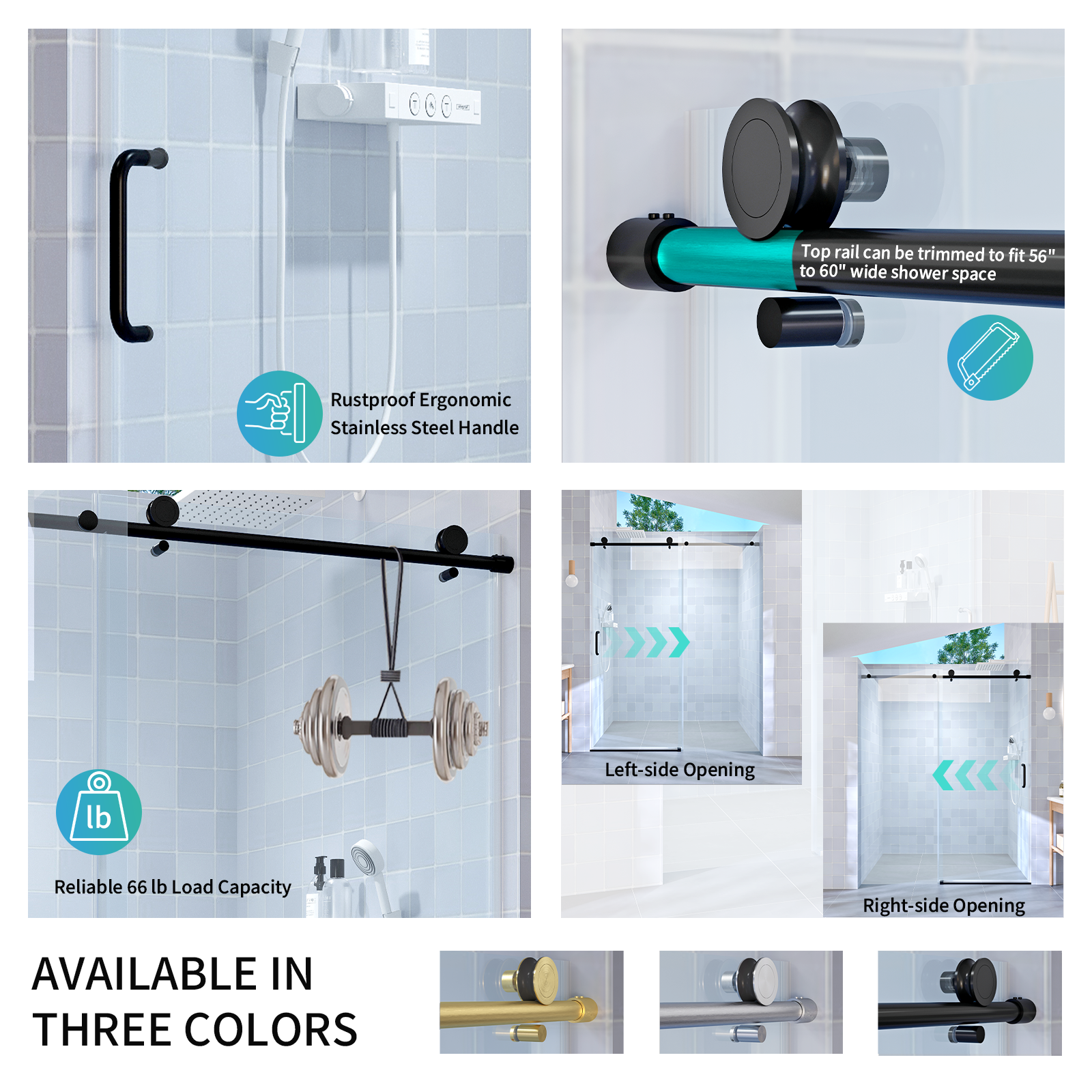 56" - 60" W x 76" H Single Sliding Frameless Shower Door by HouseOfZazla
