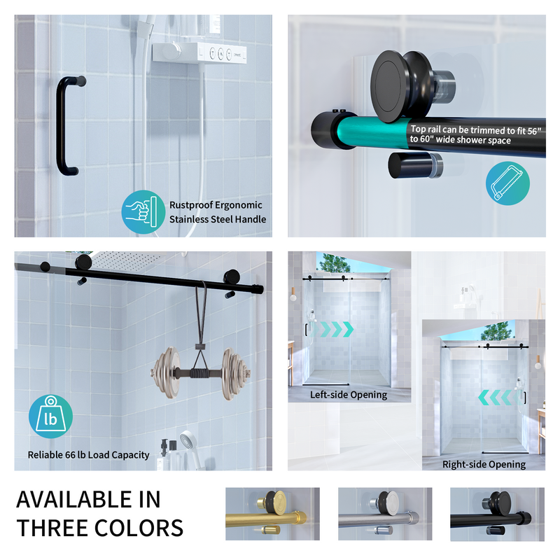 56" - 60" W x 76" H Single Sliding Frameless Shower Door by HouseOfZazla