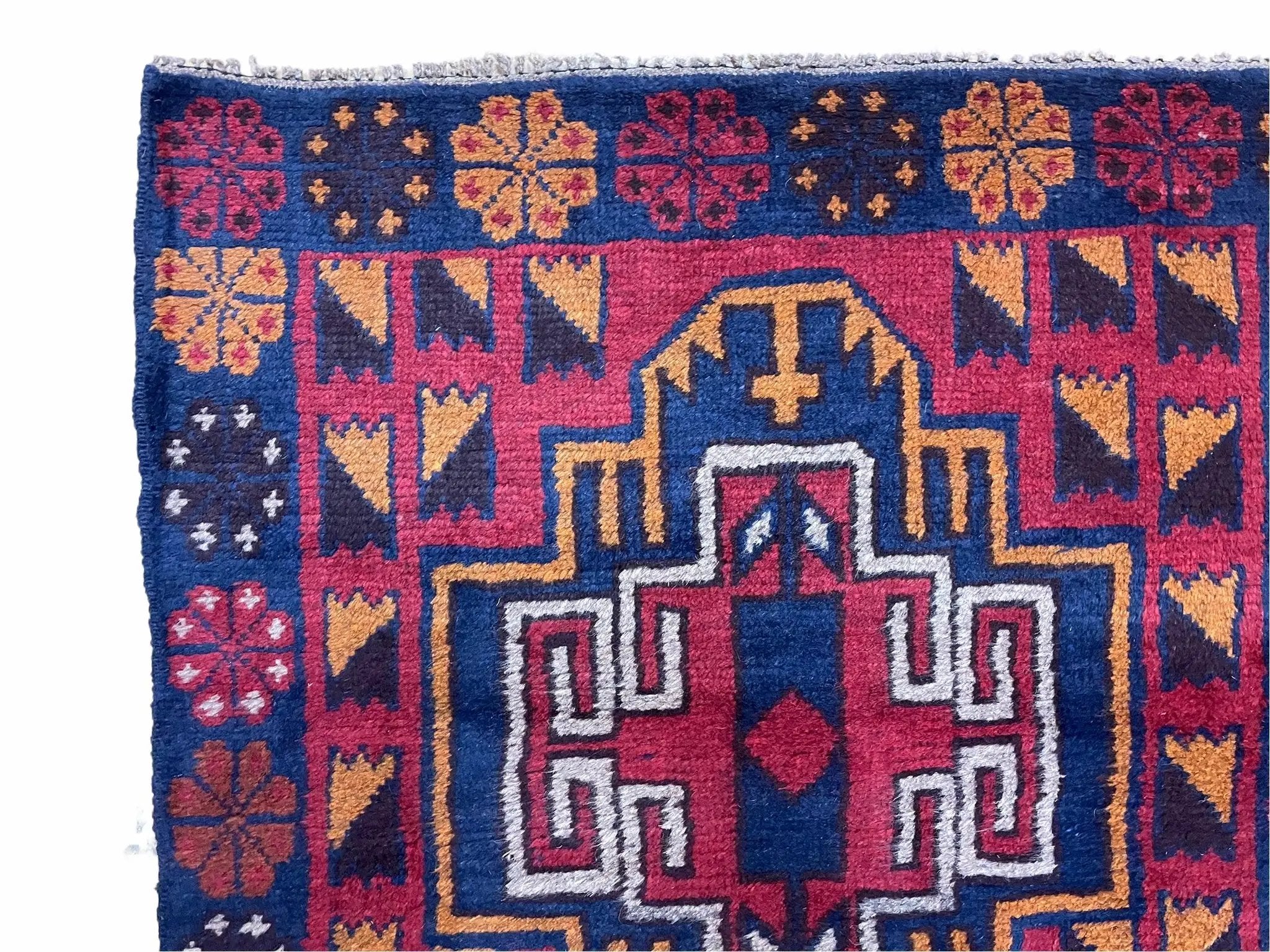 3 X 4.3 Vintage Handmade Tribal Wool Rug Balouch Rug Afghan Rug Red Blue Nice by Jewel Rugs