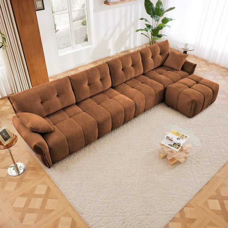 Sofa Set With Ottoman And Pillows, Textured, High Resilience Cushions by HouseOfZazla