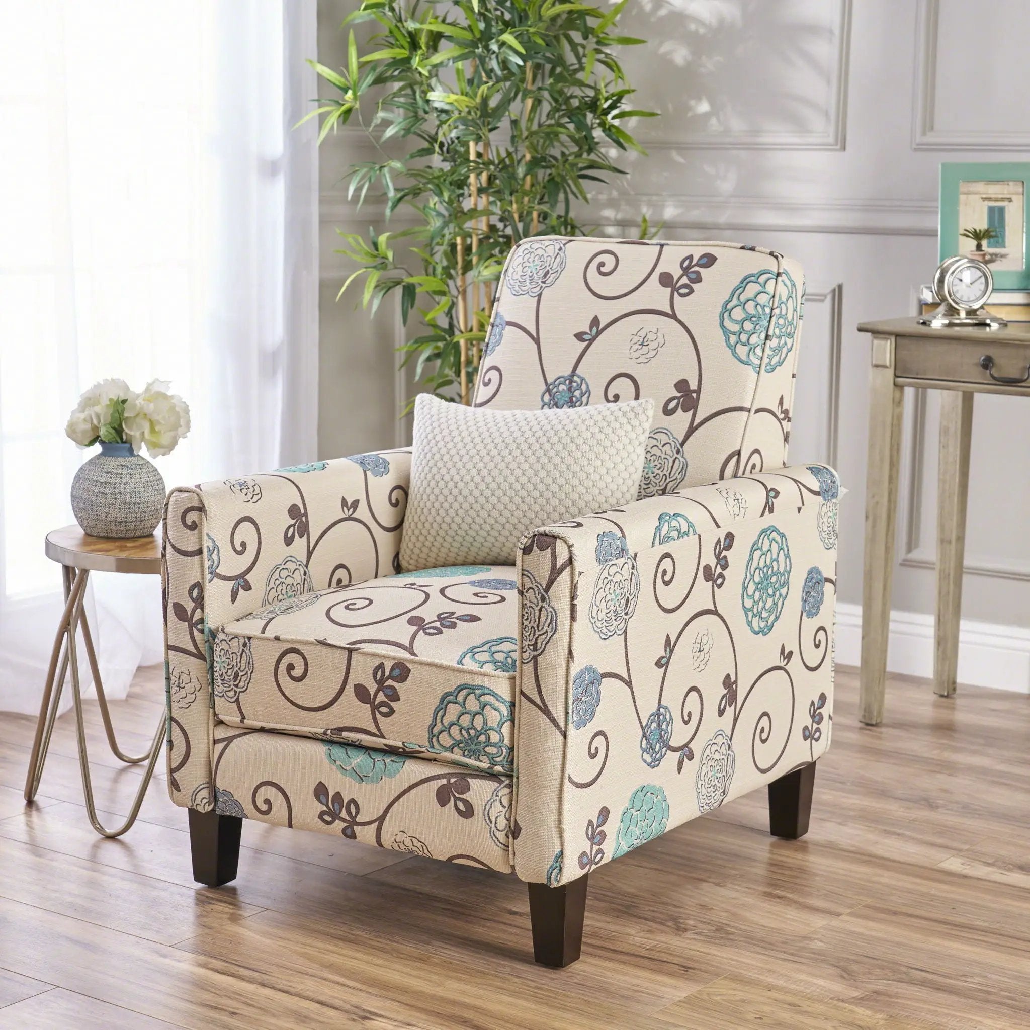 Push Back Upholstered Recliner Armchair by Unique Piece Furniture